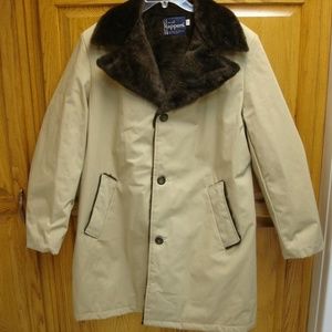MEN'S RAPPERS FAUX FUR LINED RAIN COAT SZ 44 BEIGE